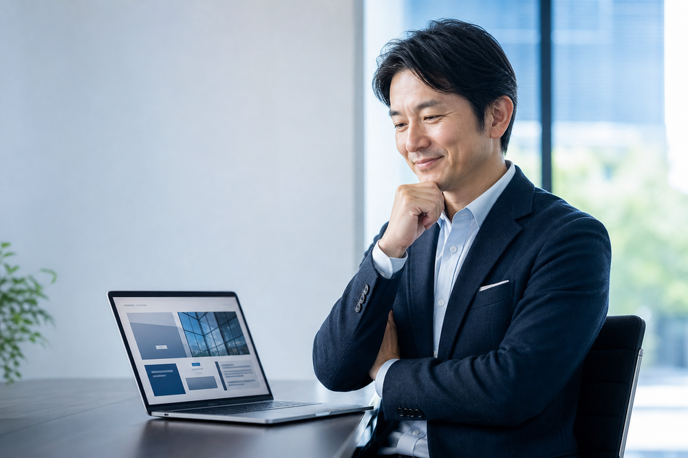 完成サイトを見て納得し、満足している経営者